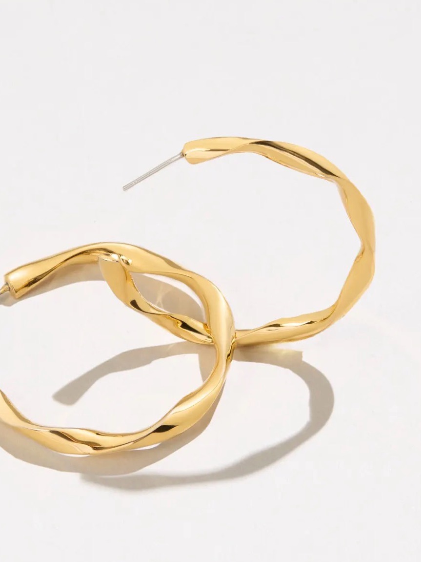Solo Gold Twisted Hoop Earrings - Women's Jewelry